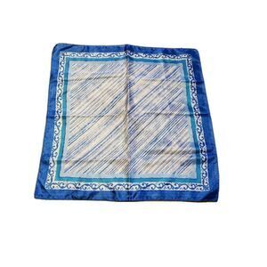 Vintage VERA SCARF Green Blue Square Polyester Summer Ocean Waves Tropical Look
